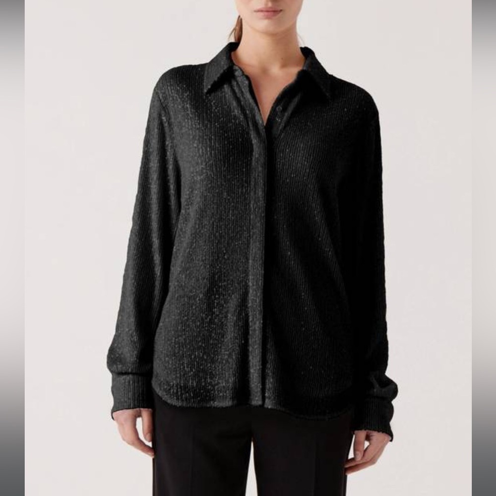 Sophie Rue Shimmering Black Button Down Shirt